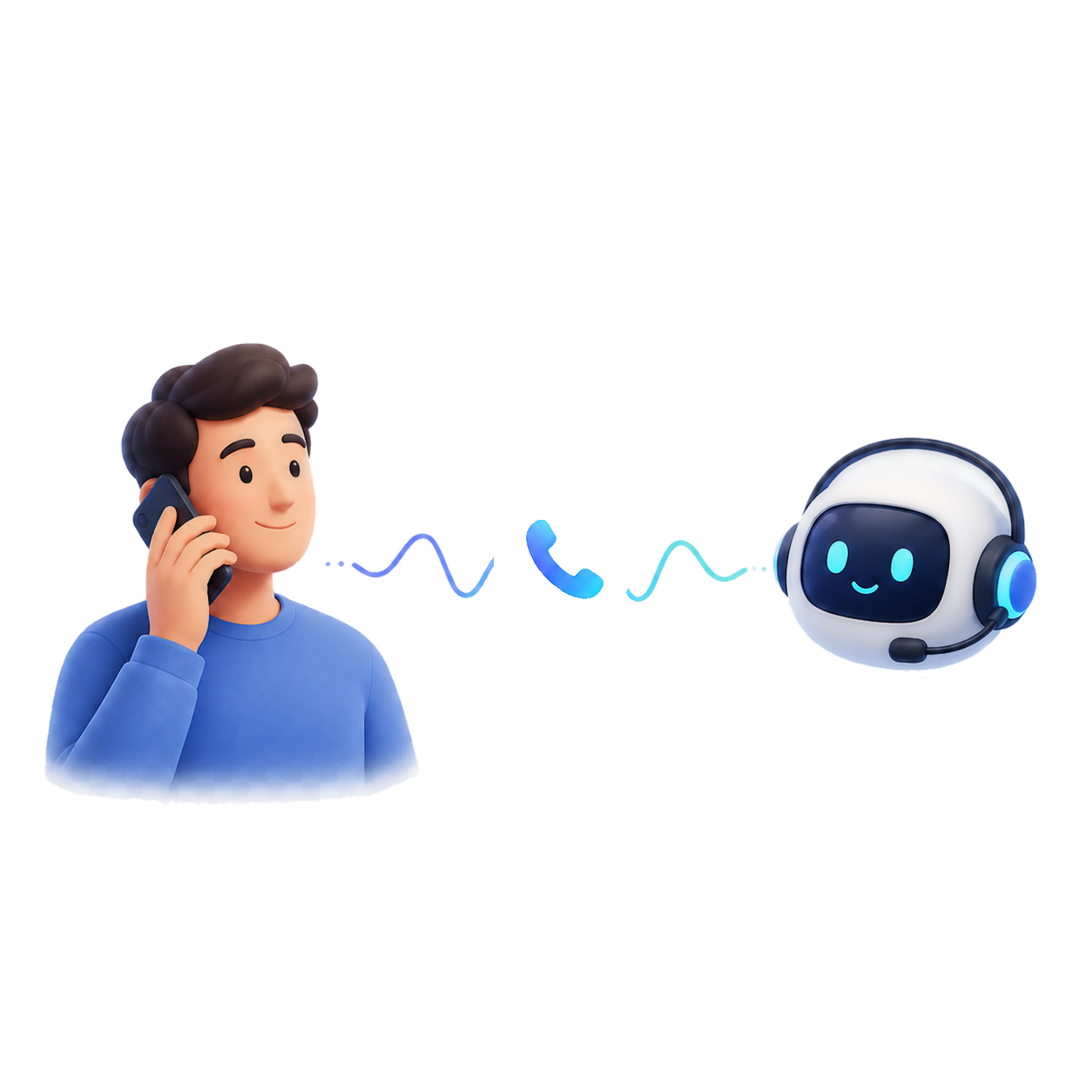Illustration of an AI phone assistant talking with a customer
