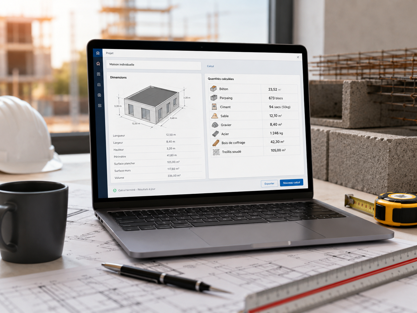 Calculateur de quantités chantier DB BAT