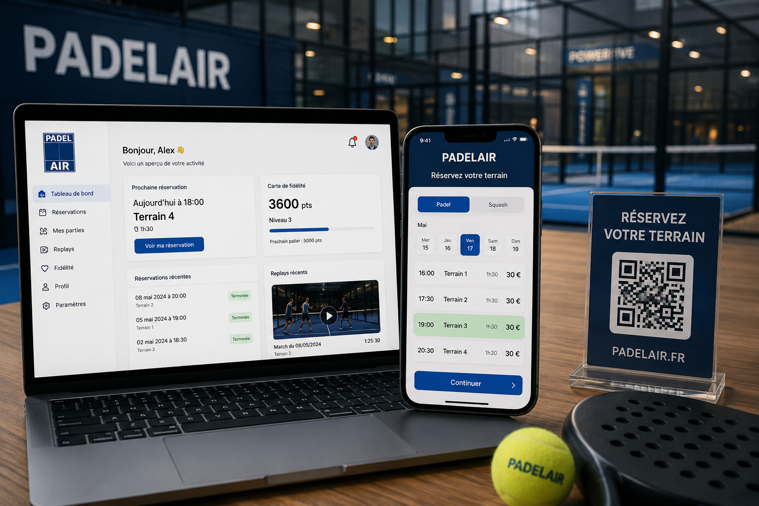 Application de réservation Padelair
