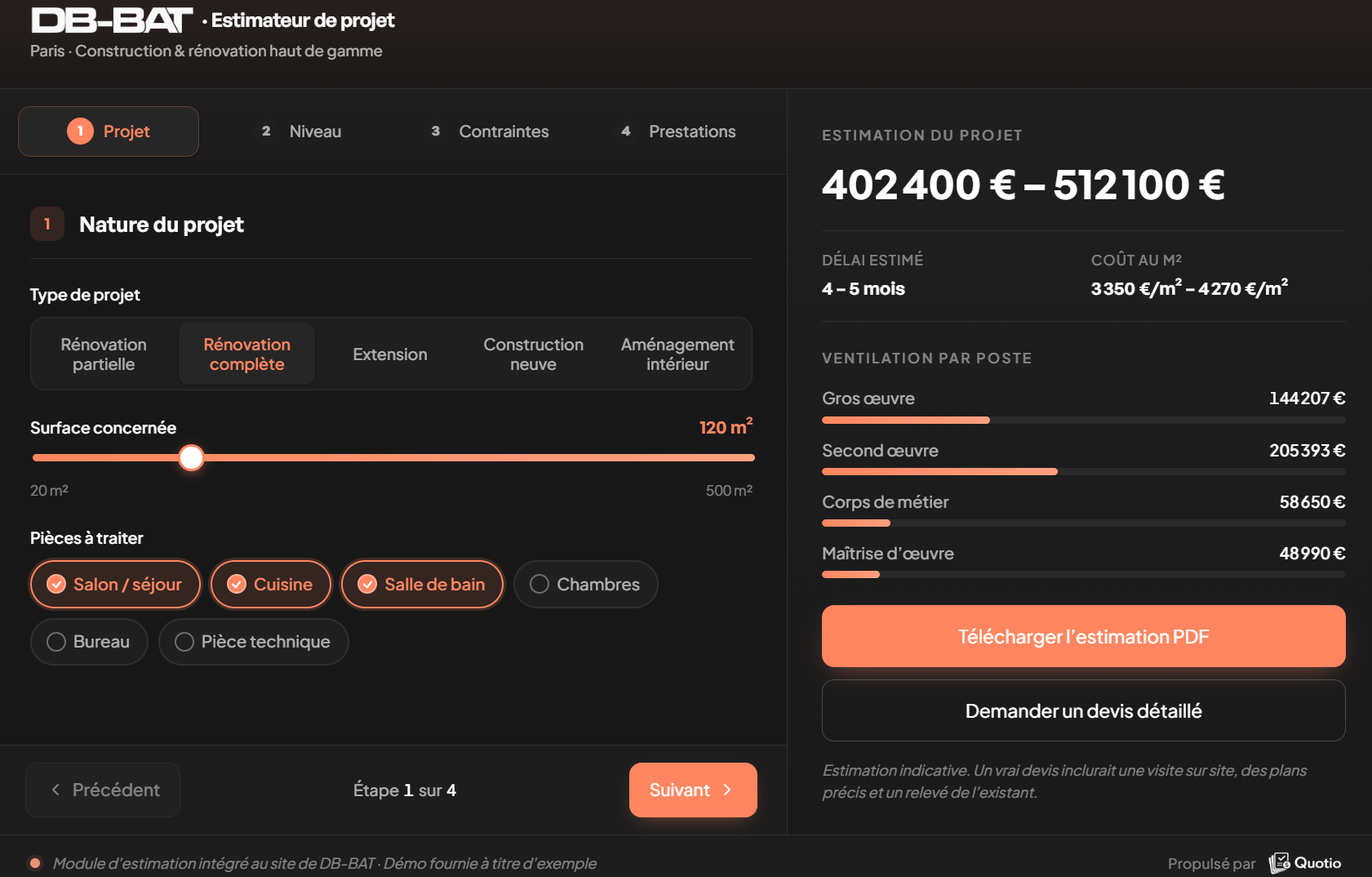 Plateforme de devis automatisés Quotio